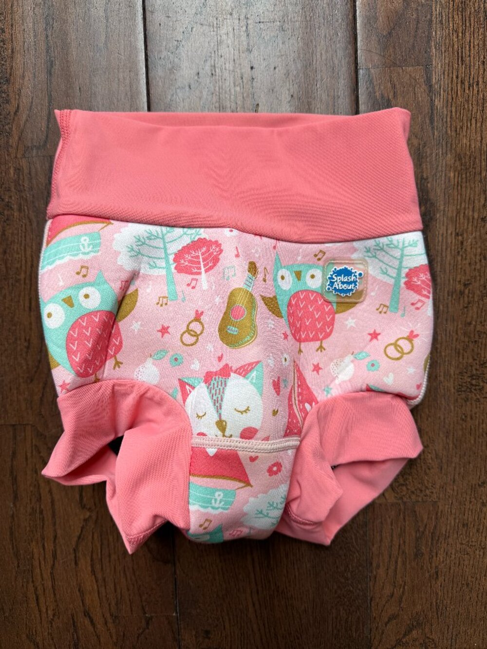 Splash About Happy Nappy Reusable Swim Diaper XL 2-3Y Pink Owl Fox Print
